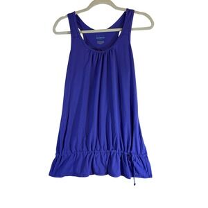 Tuff Athletics Womens Purple Yoga Tank Top Racerback Mesh Bubble Hem Medium